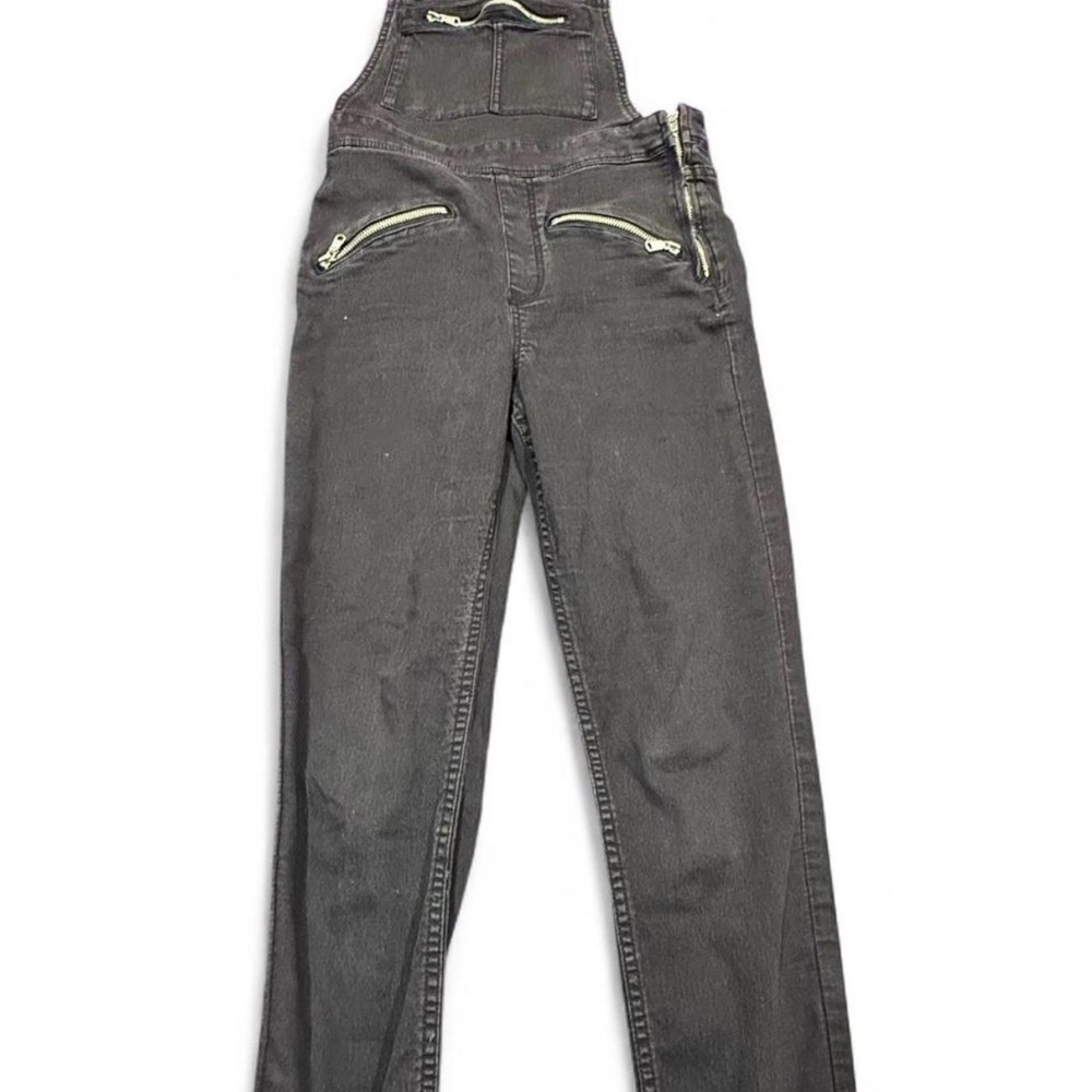 H&M Black Denim Zip-Pocket Overalls Jumpsuit